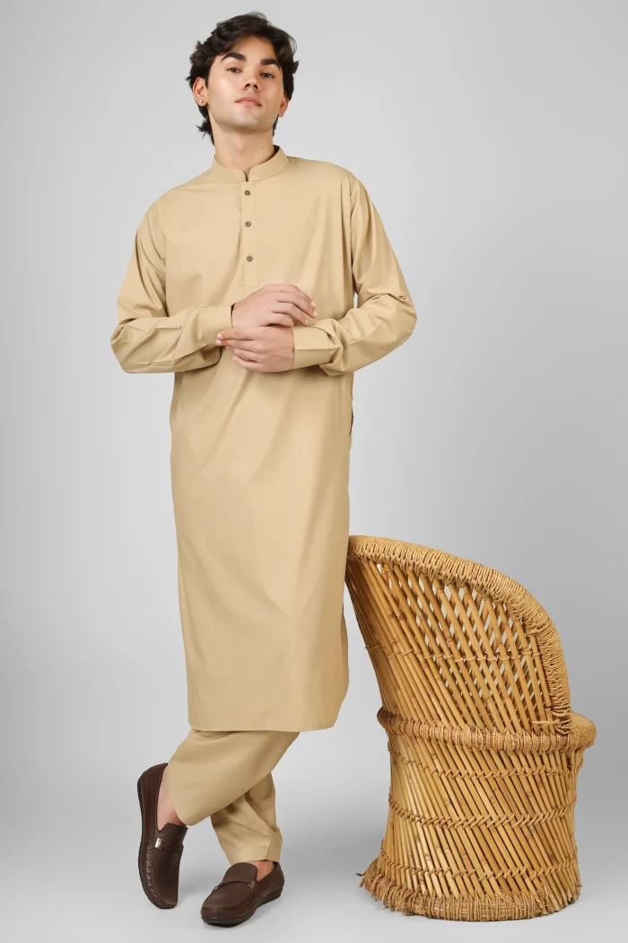 Rasheiq Flax Cream Kameez Shalwar