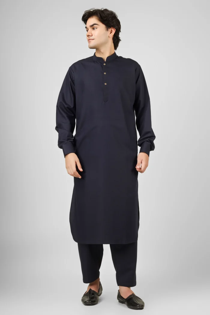 Rasheiq Navy Blue Kameez Shalwar