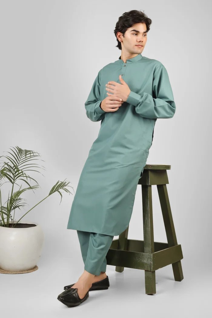Rasheiq Aquamarine Kameez Shalwar