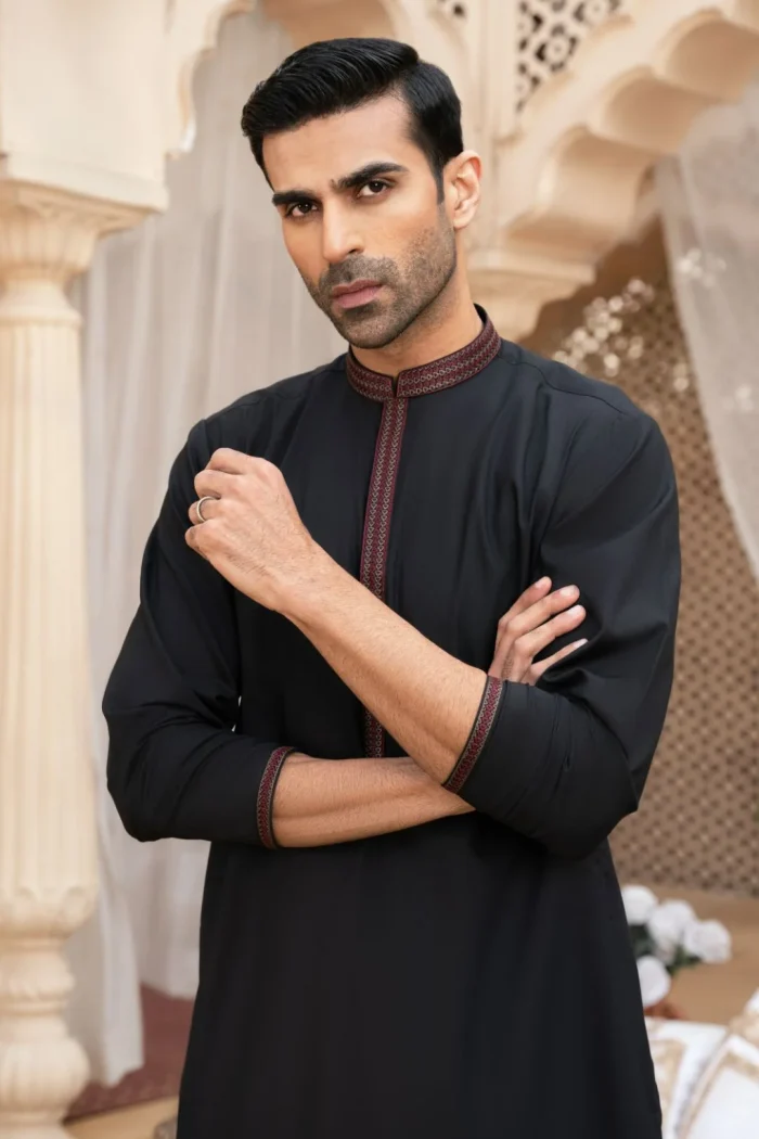 Black Pathani Kameez Shalwar